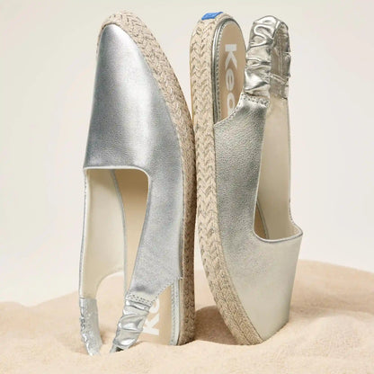 Point Slingback Metallic Leather Jute Foxing
