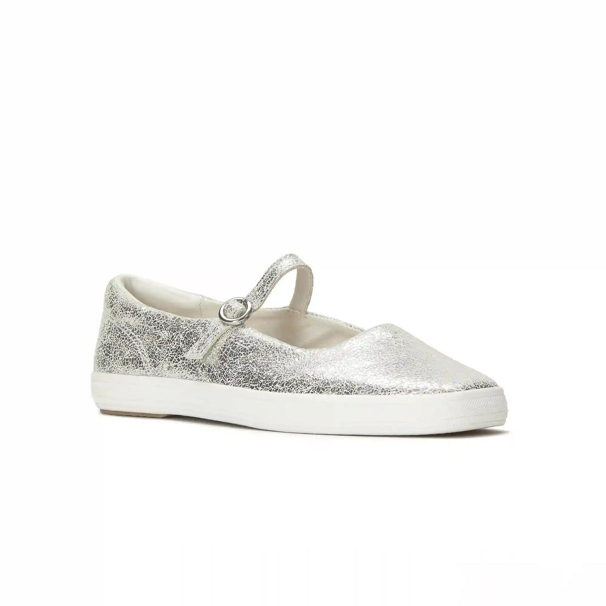 Square Toe Mary Jane Distressed Metallic Leather