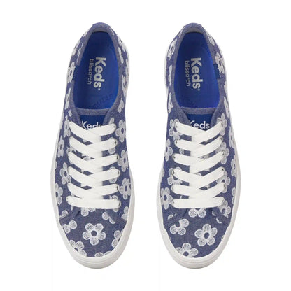 Triple Up Chambray Floral Embroidery Lace-Up