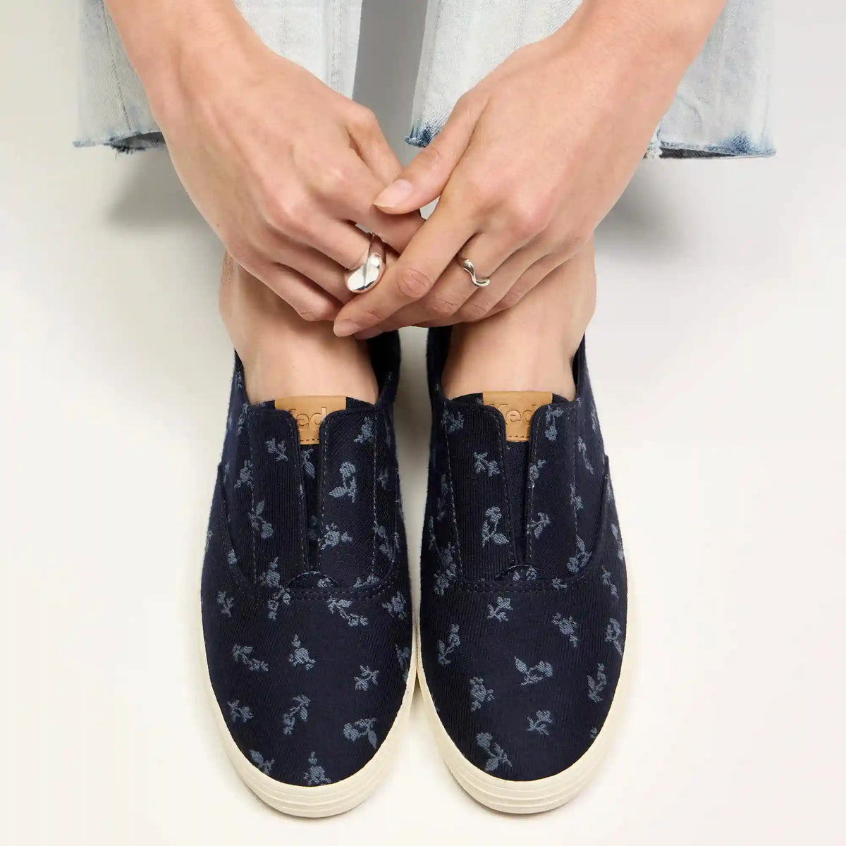 Champion Round Toe Chambray Floral Jacquard Slip-On